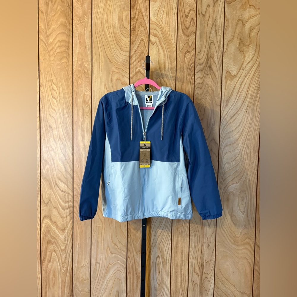 Voyager Blue Colorblock Hooded Windbreaker Jacket – Size Small